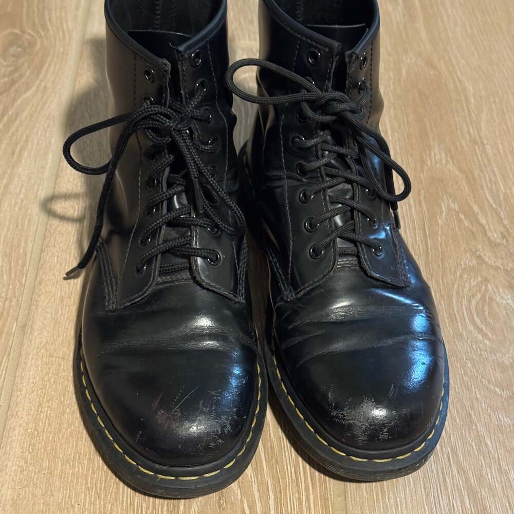 Dr. Martens 1460 Black Patent Leather 8-Eye Lace Up Boots
